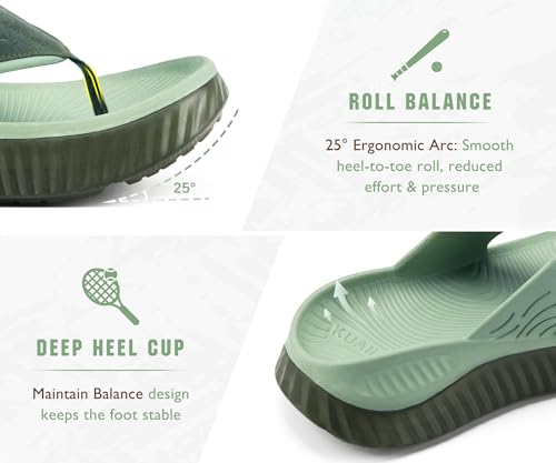 Image of KuaiLu Recovery Flip Flops for Women Sport Thong Sandals | Comfortable Arch Support Cushion Summer Beach Slides Reduces Stress on Feet Joints & Back Post-Exercise