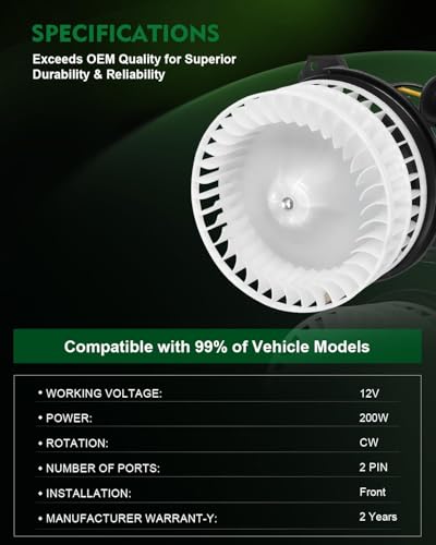 Image of HVAC Heater Blower Motor with Fan Cage for:-Dodge Caravan 2001-2007 Grand Caravan for:-Chrysler Town & Country 2001-2007 Pacifica 2004-2008 Voyager 01-03, A /C Heater Blower Motor OE# 700070