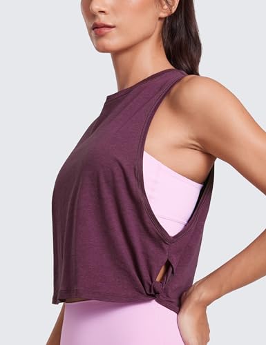Image of CRZ YOGA Pima Cotton Dropped Armhole Tank | Workout, Naturally Soft, Loose Fit, Crop, Crewneck, Knotted Sides, Sleeveless Tops for Women