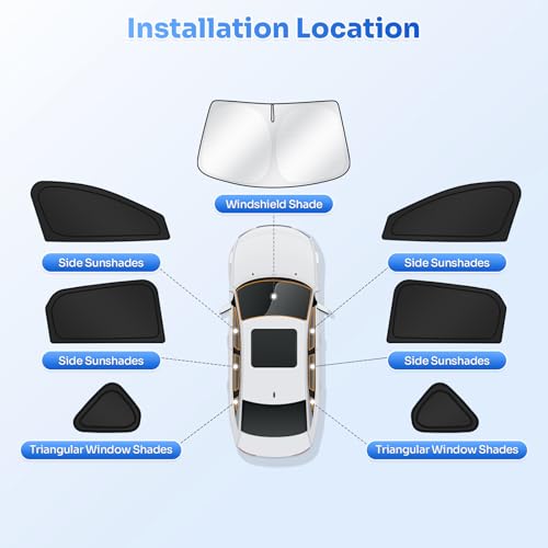 Image of Canvcle Sunshades for 2025 2026 Kia K4 Accessories Windshield Sun Shade Side Rear Window Shade Cover Sun Visor Shield Privacy Protection for Camping Keep Vehicle Cool Black 7PCS