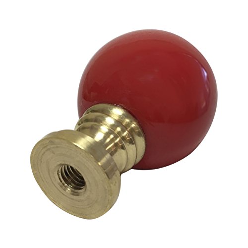 Image of Royal Designs Ceramic Sphere 1.75 inch Lamp Finial for Lamp Shade, Red, Polished Brass Base - Set of 2