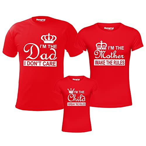 Image of Hangout Hub GiftsCafe.MWG1 Family Tshirt | Best Dad Mom Daughter Ever Printed Tees | Regular Fit Twinning T-Shirts (Cotton | Pack of 3 | Black)