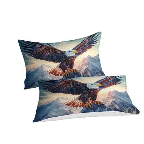 Housse de couette fermeture éclair avec imprimé aigle 3D lit simple