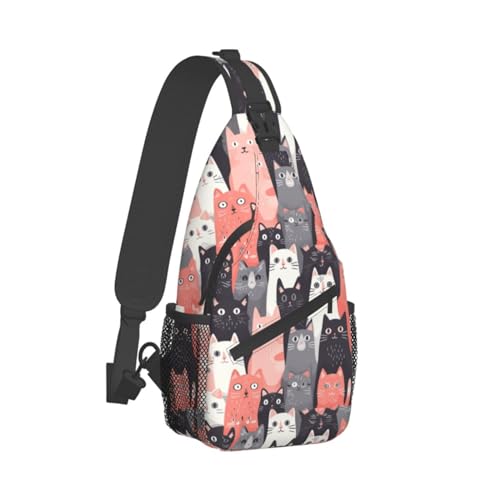 Mqtzyiwx Cute Cats Lovely Kitten Sling Backpack Hiking Backpack Crossbody Bag Sports Lightweight And waterproof Chest Bag Shoulder Bag For Women Men