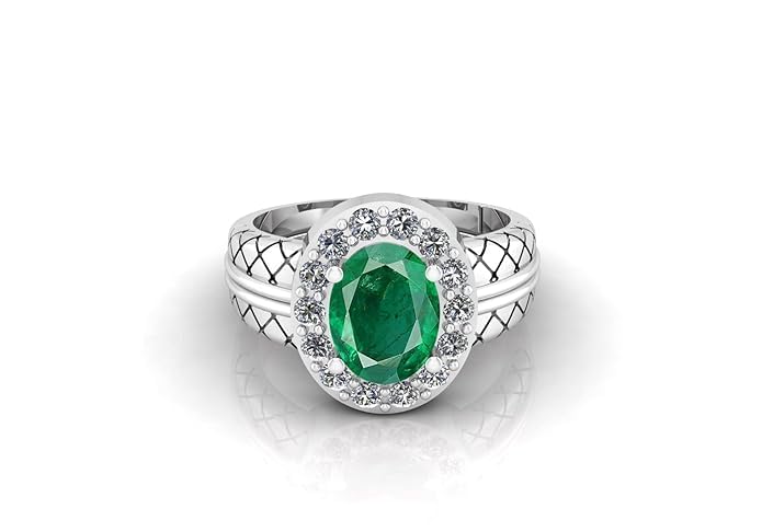 Bague en argent sterling 925 avec émeraude naturelle haut de gamme