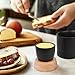 French Butter Dish,Samseel Porcelain Butter Crock with Water Line and Thick Wooden Lid, a Countertop Butter Keeper for Spreadable,Matte Black