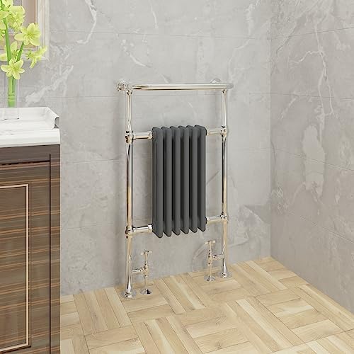Warmehaus Traditional Victorian 952x569mm Heated Towel Rail Bathroom Radiator Chrome & Anthracite