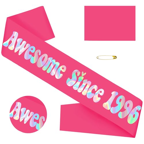 Awesome Since 1996 Sash- Hot Pink 30th Birthday Sash and 30th Anniversary Sashes, Cheers to 30 Years Sashes Decorations for 30 Birthday and Anniversary Party Supplies