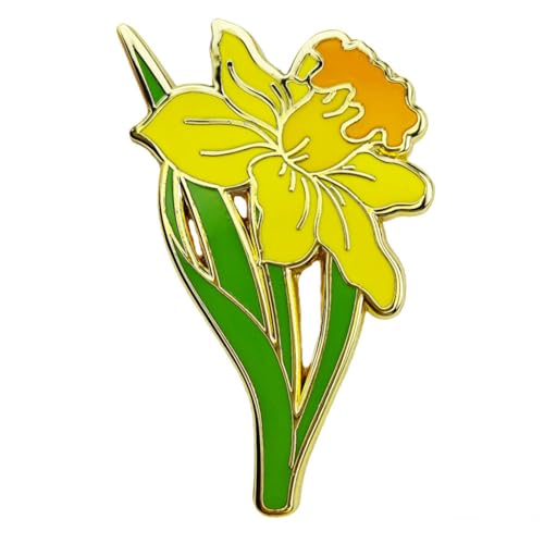 Image of Enamel Pin Badge Daffodil Flower Brooch Pin for Teachers Nurses Doctors Lawyers Architects Interior Designers Florists Gardeners