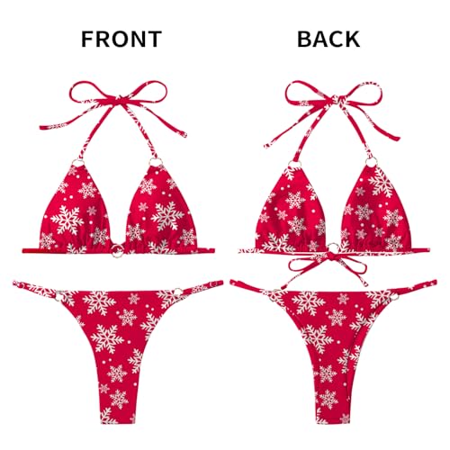 Image of MIKETAI Sexy Bikinis for Women 2 Piece Bikini Spaghetti Strap Swimsuits Solid Color Bathing Swimwear Triangle Bathing Suit