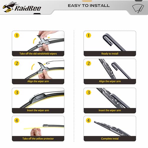 Image of Raidbee Windshield Wiper Blades Replacement for Cadillac XT5 2017 2018 2019 2020 2021 2022 2023 All-Season OEM Quality 3 Pack 24 inch+20 inch+11 inch