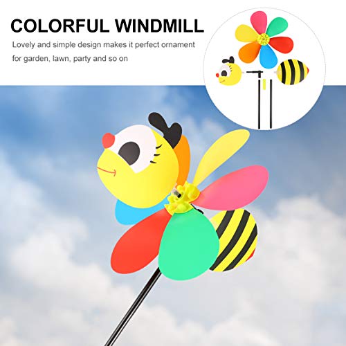 YARNOW 5 peças de giradores de vento de abelha Whirlygigs Rainbow Windmills decorações de estacas de