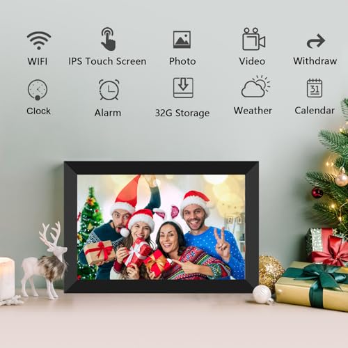 FRAMEO Digital Photo Frame 10.1 inch WiFi Smart Frame HD IPS Touch Screen, 16GB Storage, Auto-Rotate, Wall-Mountable, Easy Setup to Share Photos & Videos via Free App from Anywhere