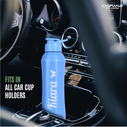 Image of Caspian Trek Customised Stainless Steel Water Bottle 1L, C Blue with Logo Print - Personalised Water Bottle with Your Name Print for Kids Boys Girls School Office Gym- Perfect for Corporate Gifting