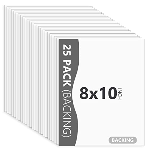 image for Somime 25 Pack Backing Boards Only - 8x10 Uncut White Mats Matboards, 