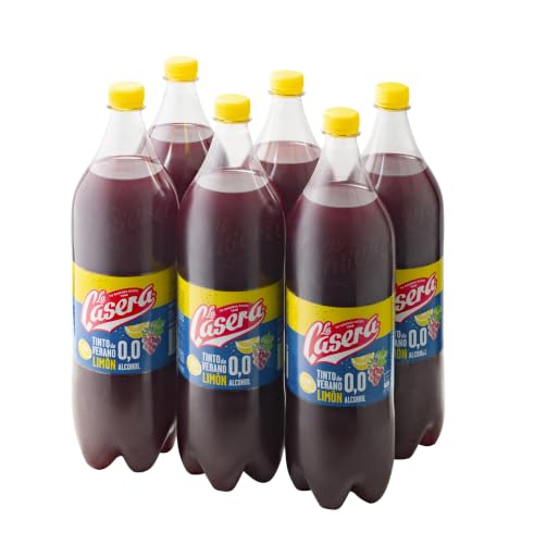La Casera® Tinto de Verano con Limón 0,0%, Bebida Refrescante Sin Alcohol - Botella, Pack 6 x 1,5 L