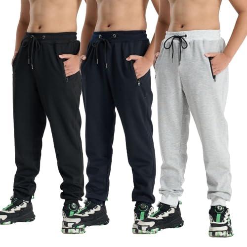 3er-Pack Jungenhose Jogginghose Loose Freizeithose Stretch Bequeme Freizeithose Herbst und Winter Hellgrau XL