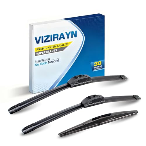 3 pcs 26" 16" 14" Front & Rear Windshield Wiper Blades VIZIRAYN Replacement for Honda CR-V 2007-2011 Nissan Leaf 2017-2025,(Pack of 3) OEM Quality, All-Season