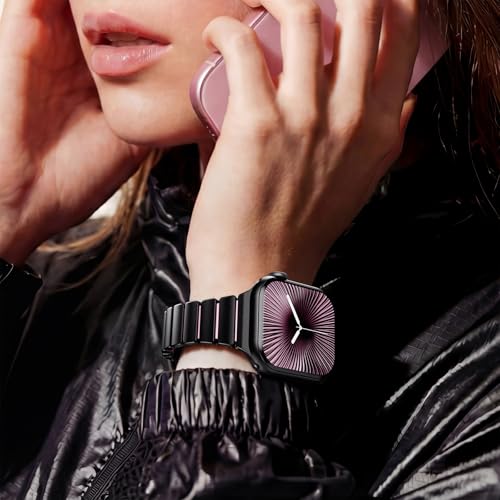 Image of Magnetic Slim Metal Band Compatible with Apple Watch Bands for Women Series 11 10 46mm 45mm 44mm 42mm SE 9 8 7 6 5 4 38mm 40mm 41mm 3 /2 /1,Luxury Stainless Steel Strap Silicone Link For iwatch