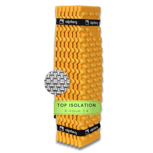 Alpteq SchlafPlatz Isomatte faltbar IXPE Thermomatte & Schlafmatte für Camping & Wandern Ultraleicht wasserdicht isolierend Outdoor Schaumstoffmatte (Gelb)