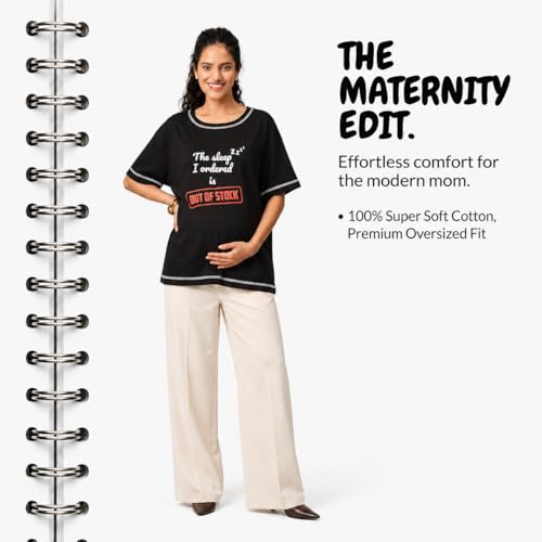 Image of The Mom Store Mom T-Shirt | Cotton | Pre and Post Pregnancy | Quirky Statements | Comfortable | Oversized