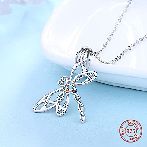 Collier libellule et cœur en chaîne creuse : haute bijouterie fine