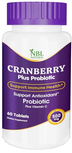 NBL Natural Cranberry Plus Probiotic Supplement 60 Tablets with Vitamin C