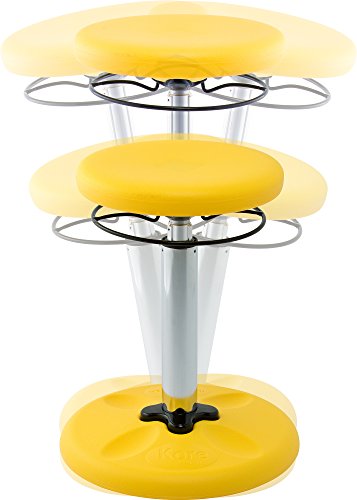 Kore Kids Adjustable Height Tall Wobble Chair - Flexible Seating Stool For Classroom, Elementary School, Add/Adhd - Assembled In The Usa, Yellow (16.5In-24In) #TOP2