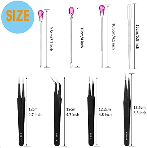 11 Pcs Tools for Resin, Silicone Resin Mold Tool Kits, Anti-Static Stirring Needle Spoon ESD Tweezers Set, Stainless Precision Steel Tool for Jewelry Making, DIY Resin Craft, Casting Molds
