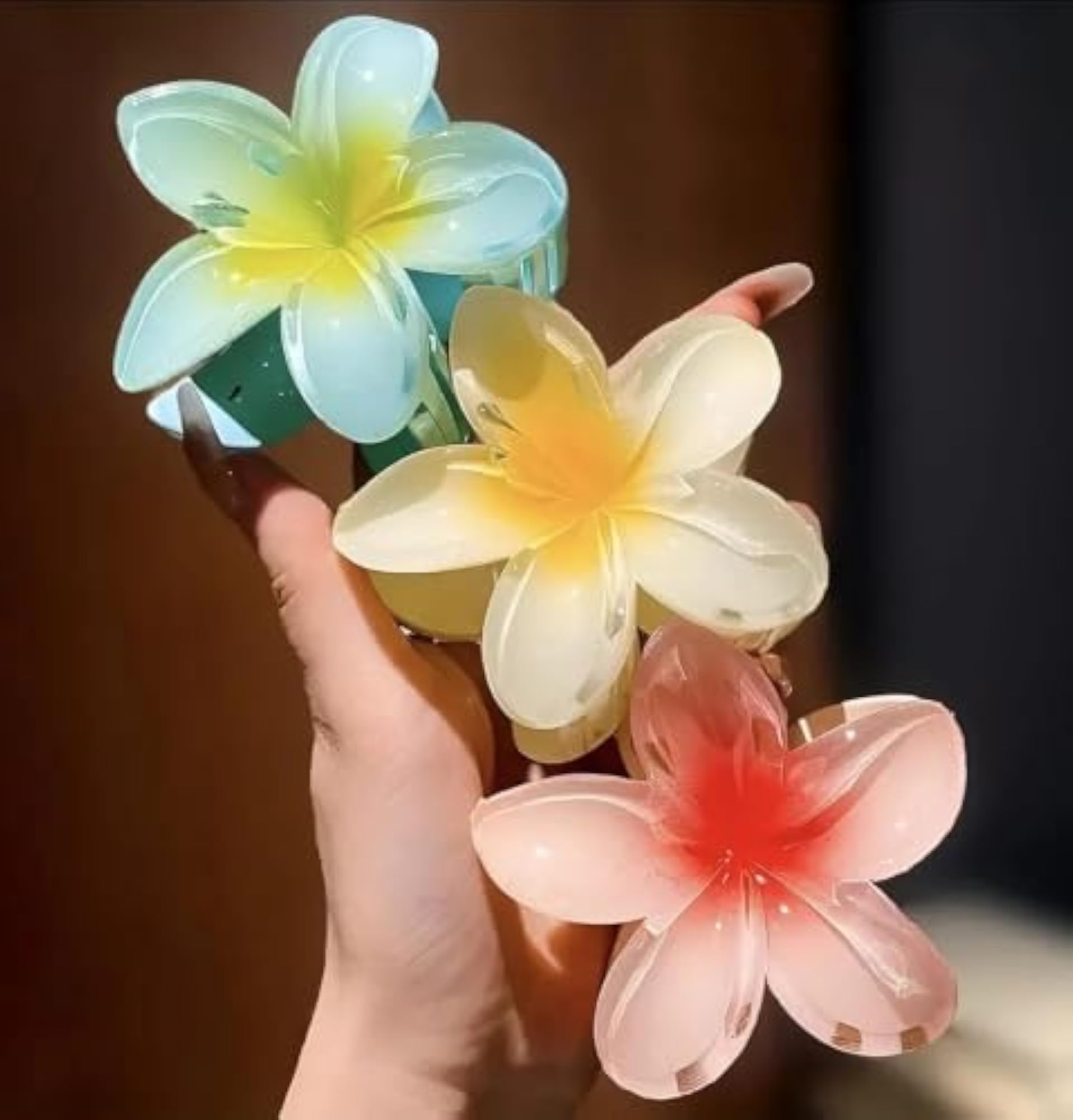 Flower Hair Claw Clips Pack of 3, Cute Floral Design