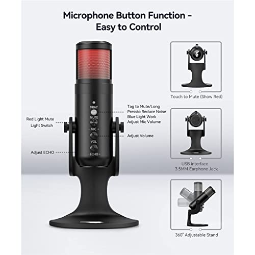 Microphone USB à condensateur noir pour PC et smartphone - 5