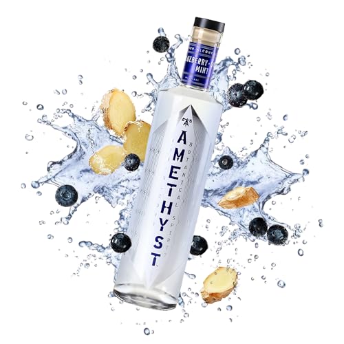Amethyst Non Alcoholic Spirits, Blueberry Ginger Mint Flavor, Ideal Base for Non Alcoholic Drinks, Gluten-Free Cocktail Alternative, 0 Sugar, 750 ml