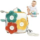 WOTEG Cube en Peluche pour bébé | Jouet d'apprentissage précoce pour Animaux en Peluche avec grelots | Jouets d'apprentissage de capacité Montessori en Forme de Cube Souple pour garçons, Filles