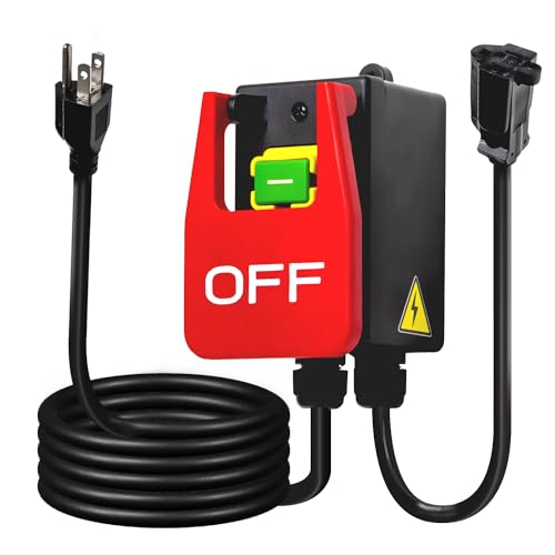 POWERTEC 120V Single Phase On/Off Magnetic Paddle Switch, 9 Amps w/ 5.5 Ft Standard Cords, Knee Paddle for Power Tools, Fits Table Saw, Router Table, Drill Press, Bench Saw, Bandsaw (71755)