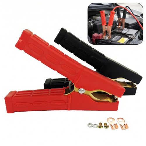 Tunrisy 2PCS 200A Car Battery Charger Alligator Clips, Car Battery Charging Jumper Cables Clamp, Batteries Replacement Cable Metal Spring Loaded Insulated Alligator Clips, Universal for Cars, Boat