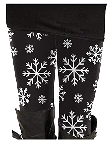 Women's Christmas Reindeer Snowflake Christmas Party Leggings Stretchy Tights L