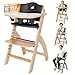 Abiie Beyond Wooden High Chair with Tray. The Perfect Adjustable Baby Highchair Solution for Your Babies and Toddlers or as a Dining Chair. (6 Months up to 250 Lb) (Natural Wood - Black Cushion)
