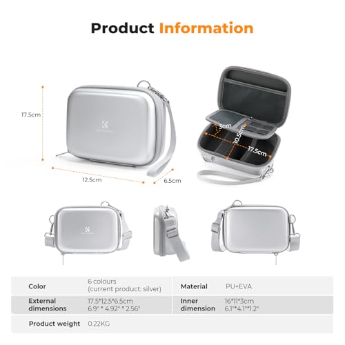 Image of K&F CONCEPT Carrying Case for Digital Camera, Hard Shell Protective Case | EVA material, Water Resistant, for CCD /Sony /Canon Digital Cameras, with Shoulder Strap, Shockproof, Compact size