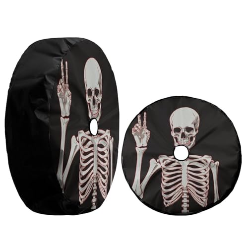 Image of Delerain Spare Tire Cover with Backup Camera Hole Human Skeleton Wheel Covers Waterproof Dust-Proof UV Sun Universal Fit for RV Trailer RV SUV Truck (18 Inch for Diameter 32 inch-34 inch)