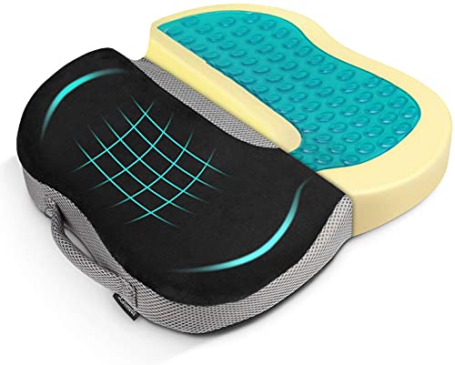 Levesolls Seat Cushion with Cool Gel Memory Foam Coccyx Chair Cushion Orthopedic Cushion for Tailbone and Sciatica for Office Car XL