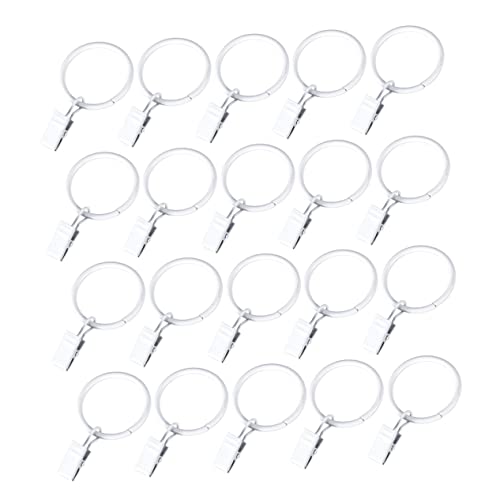 STOBAZA 20Pcs Rustproof Shower Curtain Hooks White Iron Rings for Smooth Gliding Action for Bathroom Dressing Room and Changing Room Use