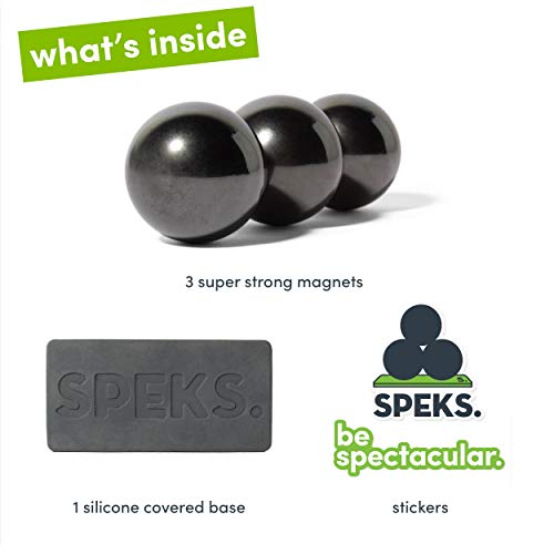 Speks Super Gunmetal Set of 3 (33mm) Magnetic Balls - Sculptural Fun Stress Relief Desk Toy and Base for Adults