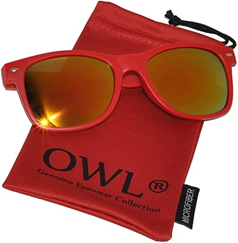 OWL Vintage Full Mirror Lens Sunglasses Colored Frame Matte Retro Style