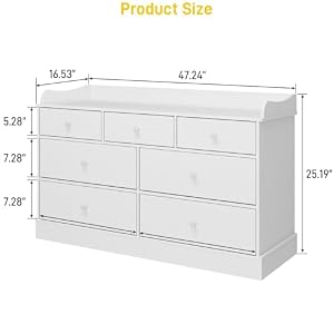 Vabches Kids 7 Drawers Dresser Cabinet, Storage Drawers for Nursery, Chest of Drawers Dresser, White Dresser, Kids Bedroom Furniture, Nightstand for Child’s Room, White Vabches Kids 7 Drawers Dresser Cabinet Storage Drawers for Nursery Chest of Drawers Dresser White Dresser Kids Bedroom Furniture Nightstand for Childs Room White