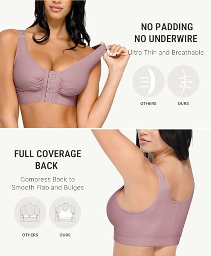 Image of FeelinGirl Post Surgery Compression Bra for Women's Front Closure Bra with Adjustable Straps Wirefree