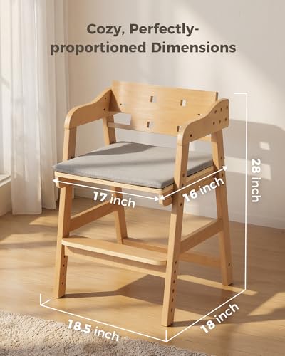 Image of ONTHEWEI Wooden Baby High Chair for Babies, Anti-Tip Adjustable High Chair with Detachable Tray