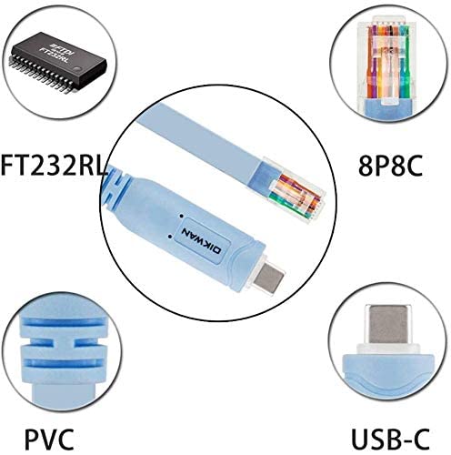 OIKWAN 10ft FTDI USB-C to RJ45 Serial Adapter，USB C to Console Cable Essential Accessory of Cisco, NETGEAR, Ubiquity, LINKSYS, TP-Link Routers/Switches for Laptops … - Thumbnail 5