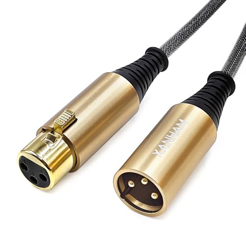 XANHAM XLR Cable 10 Feet/3 Meter 3 Pin Microphone Female to Male Balanced Shielded Cable, Fibre Braiding with 22AWG Oxygen-Free Copper(OFC) Mic Cord for Speaker and Audio System
