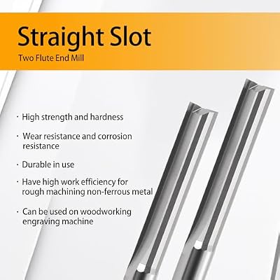 HOZLY CNC Router Bits 1/16 Straight Router Bit 1/8 Shank Straight Flute Carbide End Mill Cutter 2-Flute Milling Tungsten Steel 12mm CEL/38mm OAL for Woodworking 10 Pack (1/16 Cutting Dia)