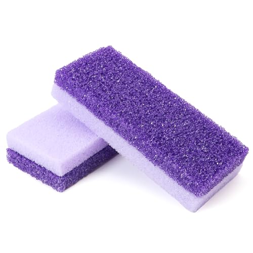 lenpestia Foot Pumice Stone 2 Pack Pedicure Stone for Feet Pumice Sponge for Feet Callus Remover and Scrubber Double Sided Pedicure Foot Pumice Stone for Feet and Heels Callus and Dead Skins (Purple)